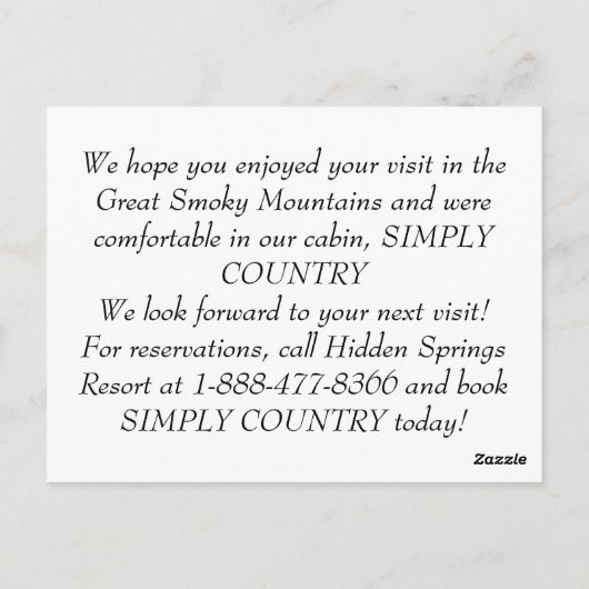 CARTE POSTALE PAYS SIMPLEMENT (Dos)