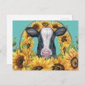 Carte Postale Pays Sunflower Cow (Devant / Derrière)