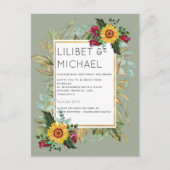 Carte Postale Pays Tournesols Rustiques Bourgogne Mariage Rose (Devant)