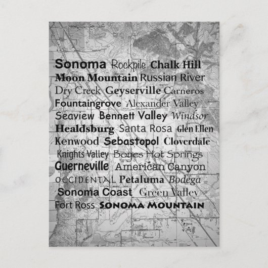 Carte Postale Pays viticole de Sonoma (Devant)
