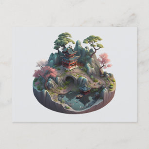 Carte postale Paysage 3D Imaginaire chinois mignon