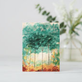 Carte Postale Paysage Abstrait Art Arbres Peinture Forêt (Debout devant)