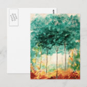 Carte Postale Paysage Abstrait Art Arbres Peinture Forêt (Devant / Derrière)