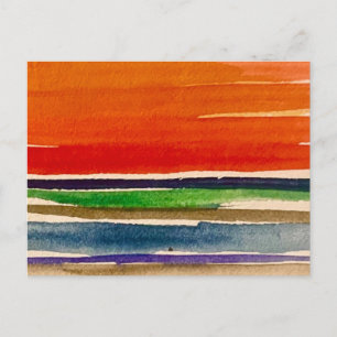Carte Postale Paysage abstrait de coucher de soleil rouge à l'aq