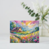 Carte Postale Paysage agricole fleur sauvage Art Abstrait modern (Debout devant)