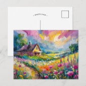 Carte Postale Paysage agricole fleur sauvage Art Abstrait modern (Devant / Derrière)