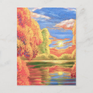 Carte Postale Paysage Art de peinture du lac River