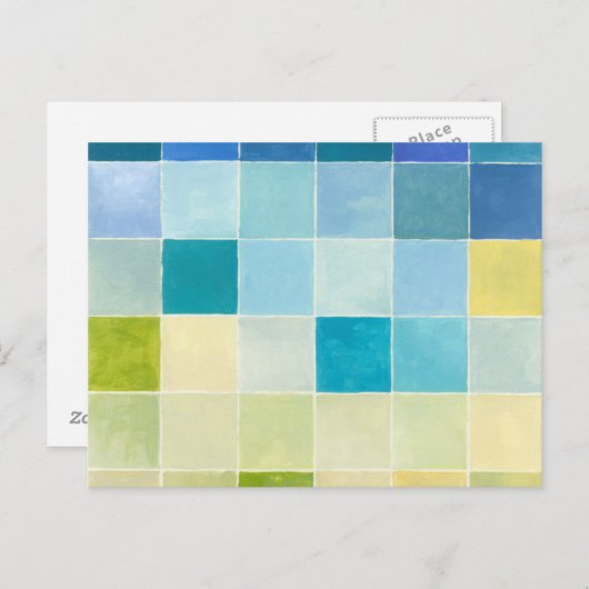 Carte Postale Paysage avec des Carrés multicolores (Devant / Derrière)