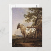 Carte Postale Paysage avec deux chevaux (Devant / Derrière)