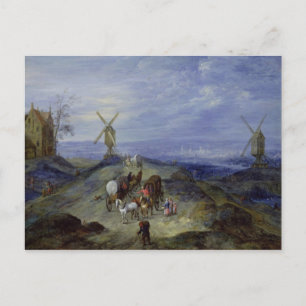 Carte Postale Paysage avec deux moulins à vent, 1612