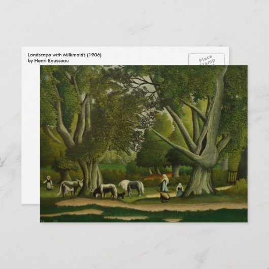 Carte Postale Paysage avec Milkmaits par Henri Rousseau (Devant / Derrière)