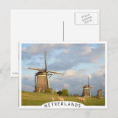 Carte Postale Paysage avec moulins à vent et moutons (Devant / Derrière)