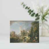 Carte Postale Paysage avec ruine et pont par François Boucher (Debout devant)