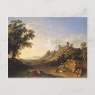 Carte Postale Paysage Avec Ruines Temple Sur Sicile (Vallée De T