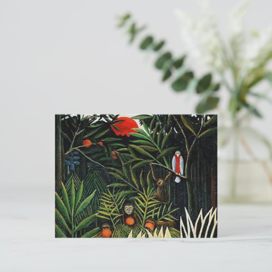 Carte Postale Paysage avec singes par Henri Rousseau (Debout devant)