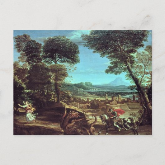 Carte Postale Paysage avec St.George et le Dragon, vers 1610 (Devant)