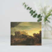 Carte postale Paysage avec un château de Rembrandt (Debout devant)