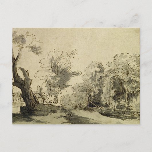 Carte Postale Paysage avec un sentier, arbre presque mort à gauc (Devant)