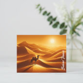Carte Postale Paysage chameau décor désert soleil sec (Debout devant)