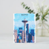 Carte Postale Paysage coloré de Seattle Washington (Debout devant)