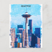 Carte Postale Paysage coloré de Seattle Washington (Devant)