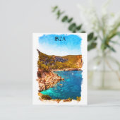 Carte Postale Paysage coloré Ibiza Espagne aquarelle (Debout devant)