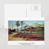 Carte Postale Paysage Côtier Avec Deux Hommes Combattants (Devant / Derrière)