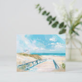 Carte Postale paysage côtier bleu clair et blanc (Debout devant)