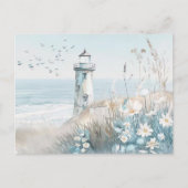 Carte Postale paysage côtier bleu clair et blanc (Devant)