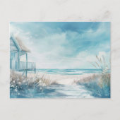 Carte Postale paysage côtier bleu clair et blanc (Devant)