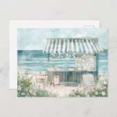 Carte Postale paysage côtier bleu clair et blanc (Devant / Derrière)