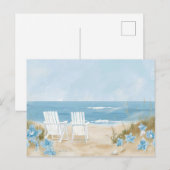 Carte Postale paysage côtier bleu clair et blanc (Devant / Derrière)