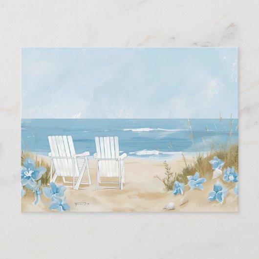 Carte Postale paysage côtier bleu clair et blanc (Devant)