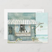 Carte Postale paysage côtier bleu clair et blanc (Devant / Derrière)