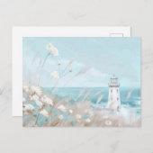 Carte Postale paysage côtier bleu clair et blanc (Devant / Derrière)