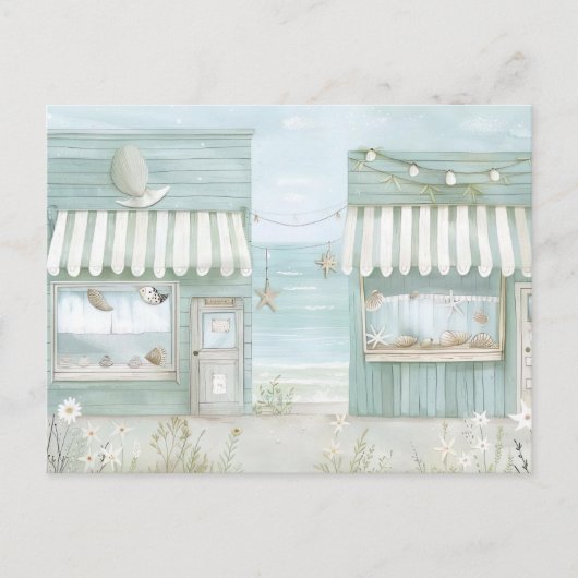 Carte Postale paysage côtier bleu clair et blanc (Devant)