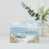 Carte Postale paysage côtier bleu clair et blanc (Debout devant)