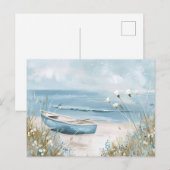 Carte Postale paysage côtier bleu clair et blanc (Devant / Derrière)