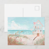 Carte Postale paysage côtier bleu clair et blanc (Devant / Derrière)