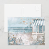 Carte Postale paysage côtier bleu clair et blanc (Devant / Derrière)