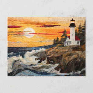 Carte Postale paysage côtier du phare style courtepointe