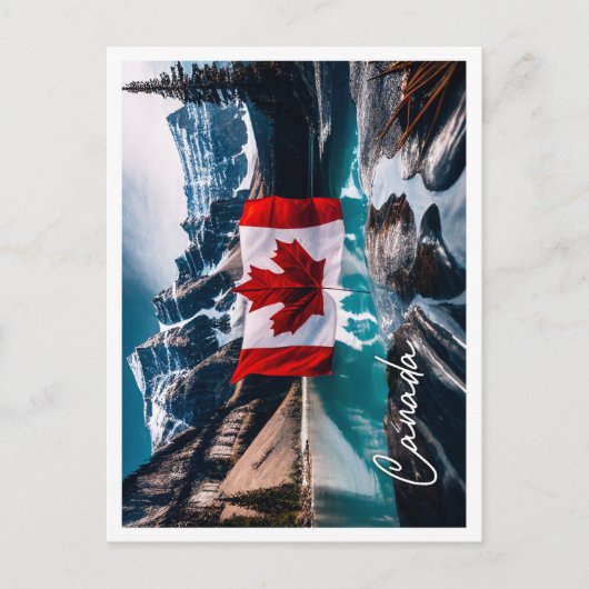 Carte Postale Paysage culturel du Canada avec drapeau (Devant)