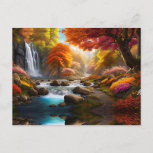 Carte Postale Paysage d'automne Cascades dans le parc
