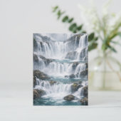 Carte Postale Paysage de cascade brumeuse (Debout devant)
