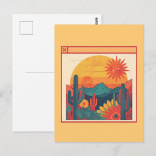 Carte Postale Paysage de coucher de soleil de style bohème fanta