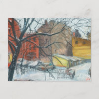 Paysage de cour d'hiver Peinture à la pastel Art