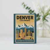 Carte Postale Paysage de Denver Colorado Voyage Art Rétro (Debout devant)
