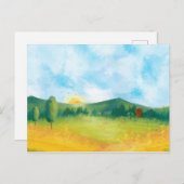 Carte Postale Paysage de ferme hydrocouleur 3 (Devant / Derrière)