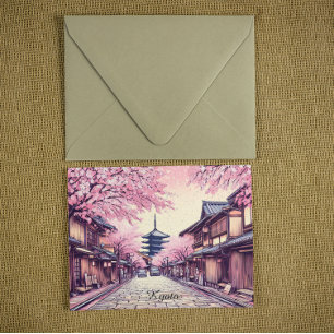 Carte Postale Paysage de fleurs de cerisier de Kyoto Japon