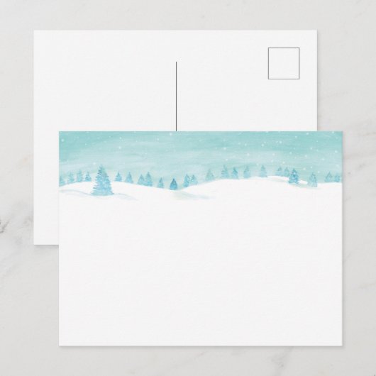 Carte Postale Paysage De Forêt D'Hiver Neige Avec Des Épinettes (Devant / Derrière)